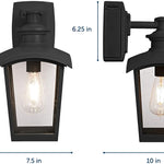 1 light lantern black wall sconce with seeded glass shade