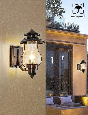 Outdoor vintage lantern glass dusk to dawn outdoor lighting