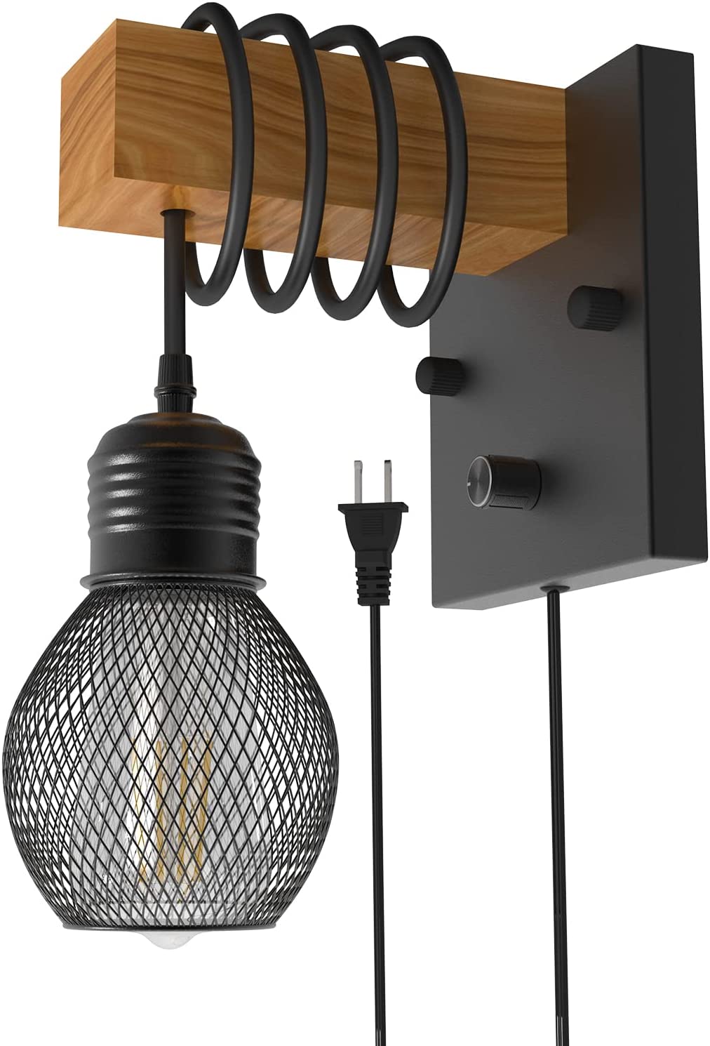 Plug in wall lamp black cage wall sconce lighting fixture