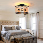 3 light wood beads ceiling light fixture farmhouse boho black ceiling lamp
