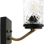 Modern industrial black wall sconce with diamond style glass shade