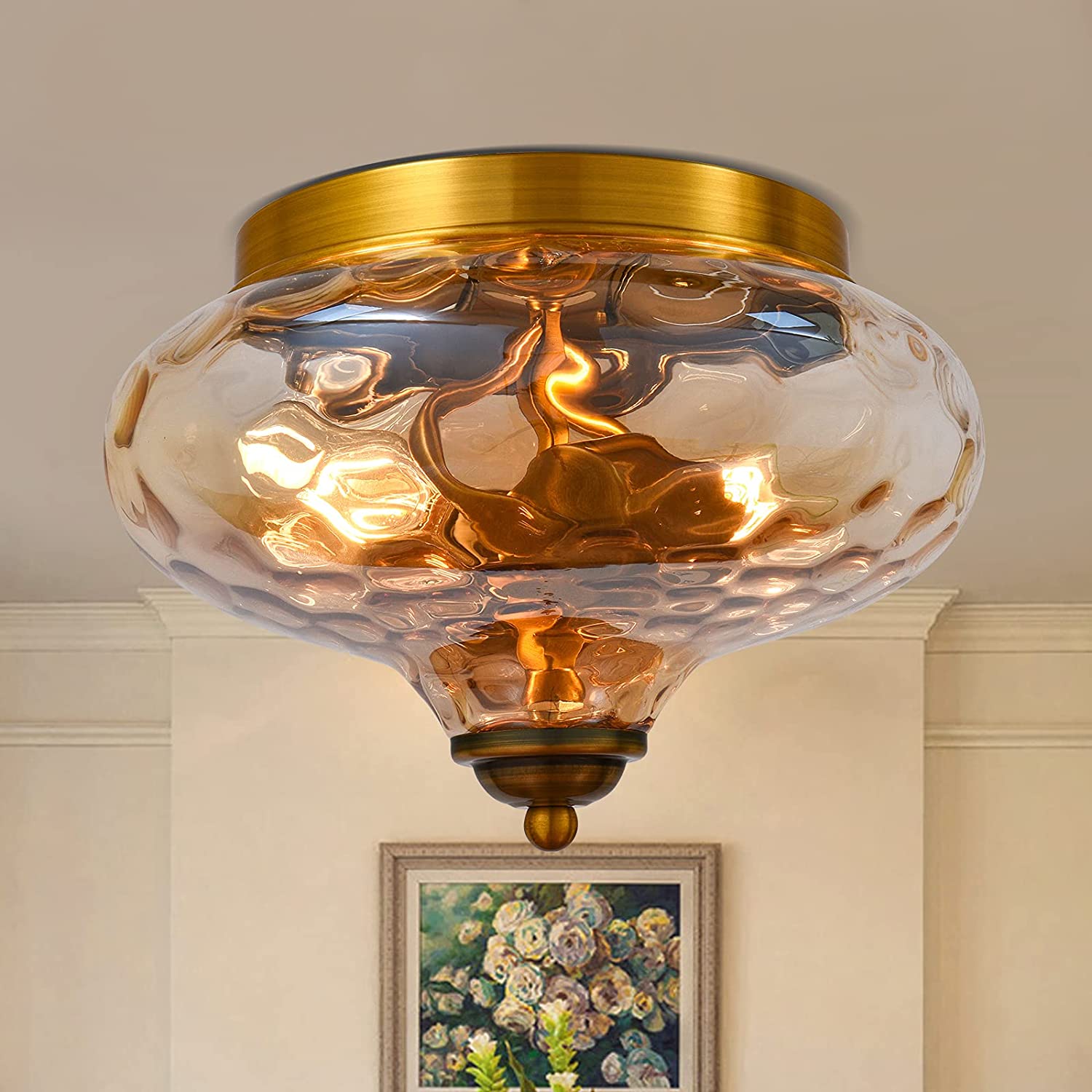 2 light glass flush mount light modern ceiling lamp for hallway