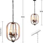 4 light wood chandelier mini hanging pendant lighting with retro white finish