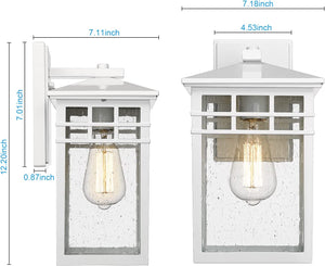White outdoor wall light fixture rust seeded glass wall mount sconce