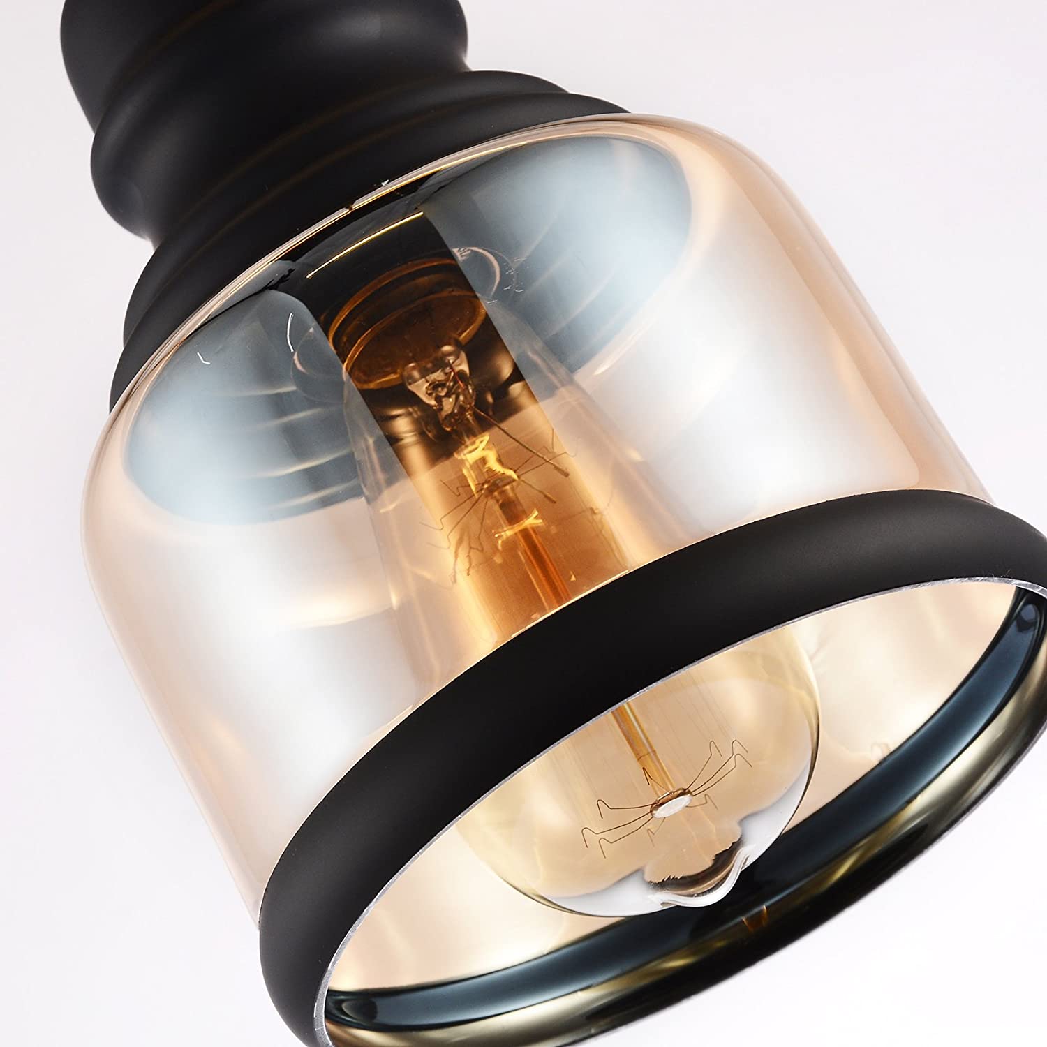 Vintage industrial On/off dimmer switch jar glass plug in black pendant light