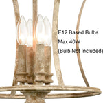 4 light farmhouse chandelier industrial distressed off-white dining pendant light fixture