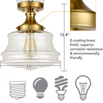 Modern Semi flush Ceiling Light fixture glass ceiling lighting with brass finish
