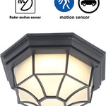LED Motion Sensor Flush Mount Dusk to Dawn matte black aluminum ceiling light fixture