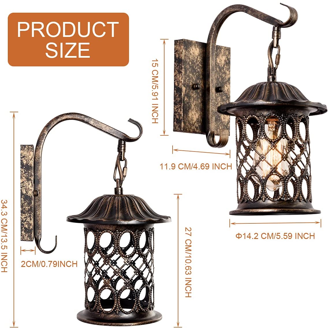 Rust wall grid light vintage cage wall sconces