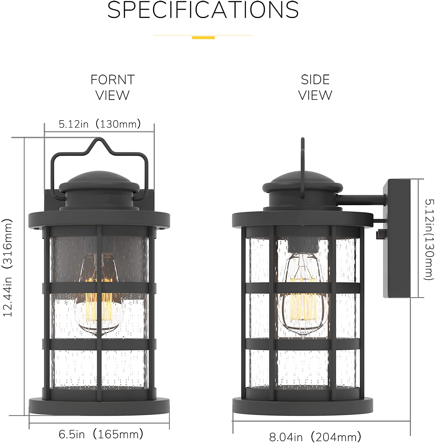 2 pack vintage wall lantern sconce with seeded glass black exterior lighting fixtures