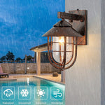 Rust outdoor house lights wall mount dusk to dawn sensor wall sconce glass outdoor light fixture