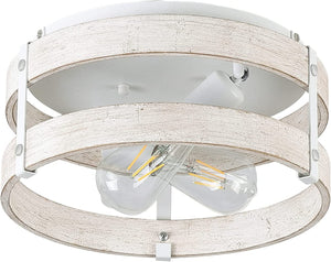 White flush mount ceiling light fixture 2 light wood drum ceiling lamp