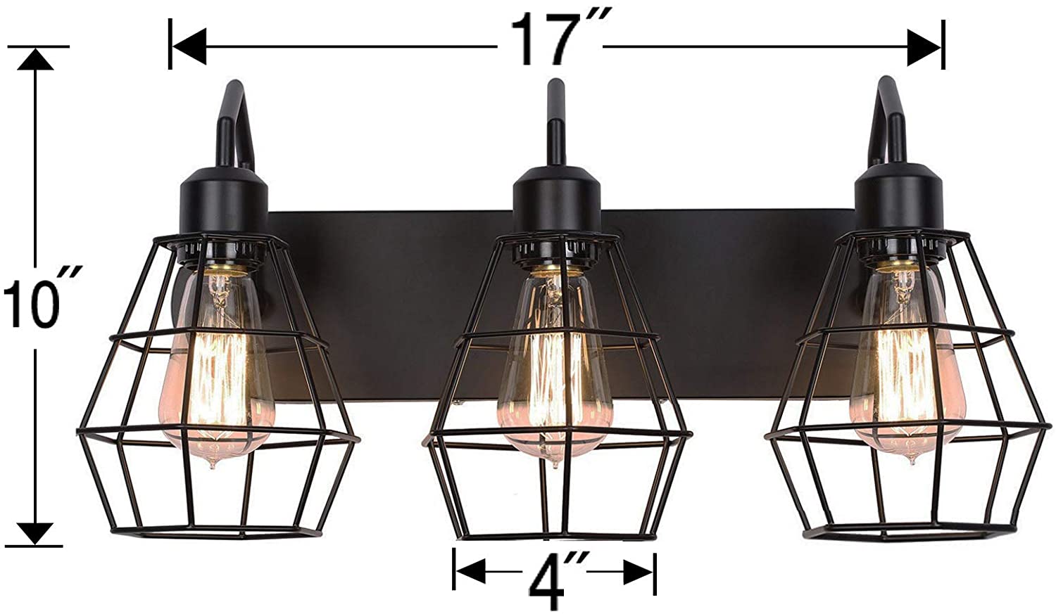 3 light rustic wall light black cage wall light fixture