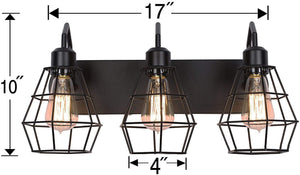 3 light rustic wall light black cage wall light fixture
