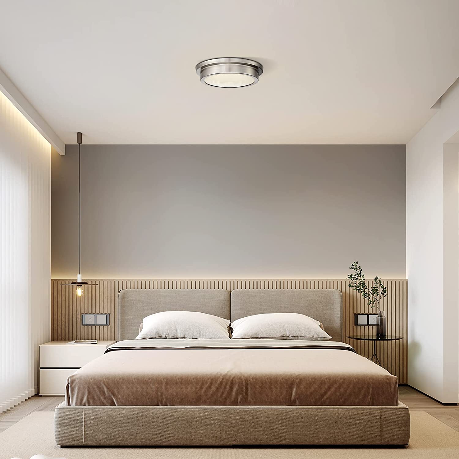 14 Inch LED Flush Mount Ceiling Light round flat panel LED ceiling lamp with nickel finish