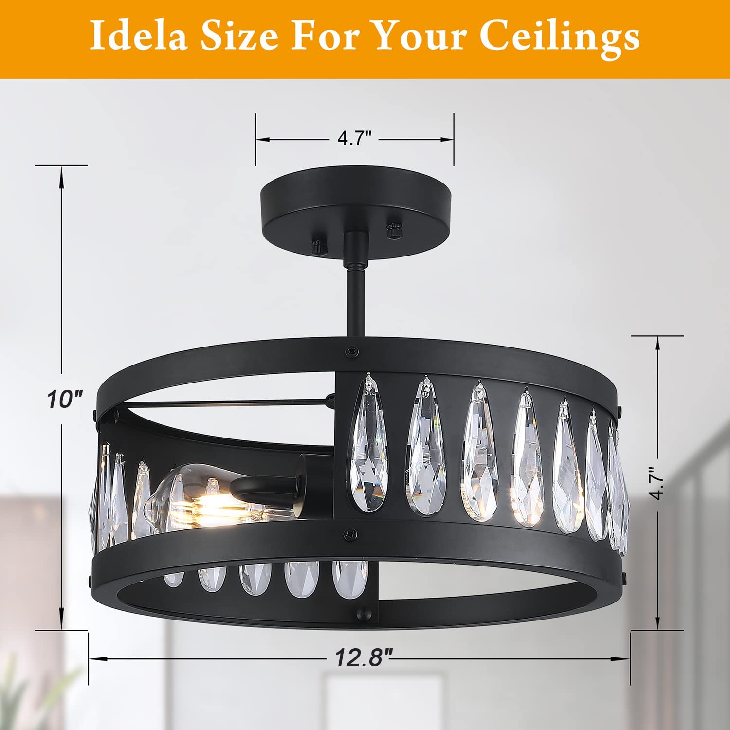 2 light semi flush ceiling lights crystal industrial ceiling lamp