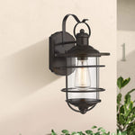 Oil rubbed bronze lanterns for outdoors exterior wall light fixture with glass shade