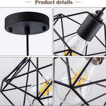 Black cage hanging lamp rust island pendant light fixture