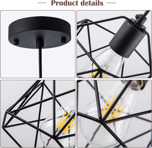 Black cage hanging lamp rust island pendant light fixture