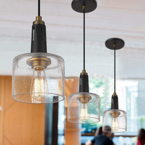 Seeded glass pendant lights industrial mini black light