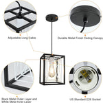 Double layer metal farmhouse pendant light adjustable cage hanging light fixtures