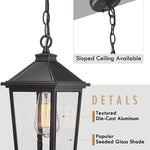 Farmhouse exterior hanging porch light black chandelier with seeded glass shade