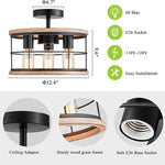 3 light industrial semi flush mount ceiling lamp vintage farmhouse wood cage ceiling light fixture