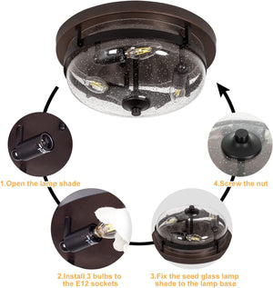 3 light industrial flush mount ceiling light farmhouse glass close to ceiling light fixture