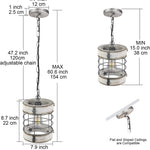Retro industrial wood pendant light vintage cage foyer pendant lamp