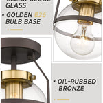 Industrial Semi Flush Mount Ceiling Light  globe glass Close to Ceiling Lighting Fixture