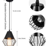 Black Metal Cage pendant light adjustable ceiling light pendant fixture for kitchen