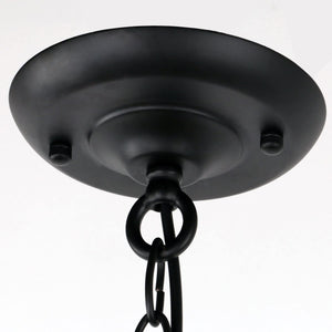 Lantern candle chandelier, industrial vintage metal black painted pendant fixture