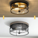 2 light flush mount ceiling light fixture vintage farmhouse close to ceiling lamp with glass shade