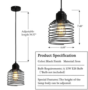 Black  hanging pendant light industrial farmhouse cylinder pendant light for kitchen island