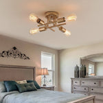 4 light modern semi flush mount ceiling light fixture with gold finish