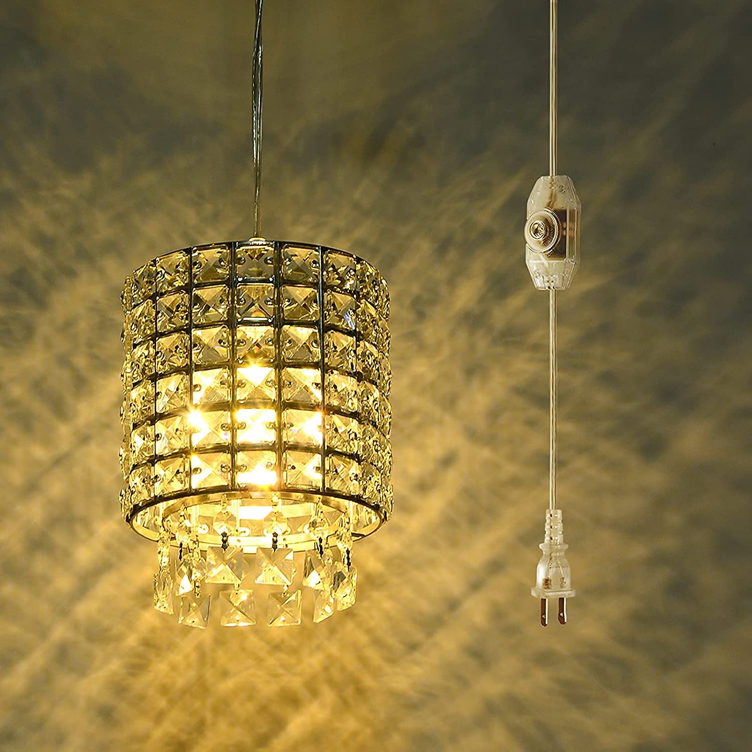 Plug in crystal discount pendant light