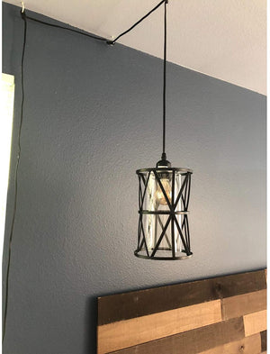 Industrial glass plug in cord on or off dimmer switch pendant light