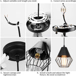 Black Metal Cage pendant light adjustable ceiling light pendant fixture for kitchen