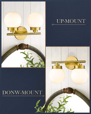 2 light globe wall sconce gold bathroom vanity wall light fixture