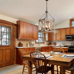 4 light square wood chandelier vintage cage pendant light fixture