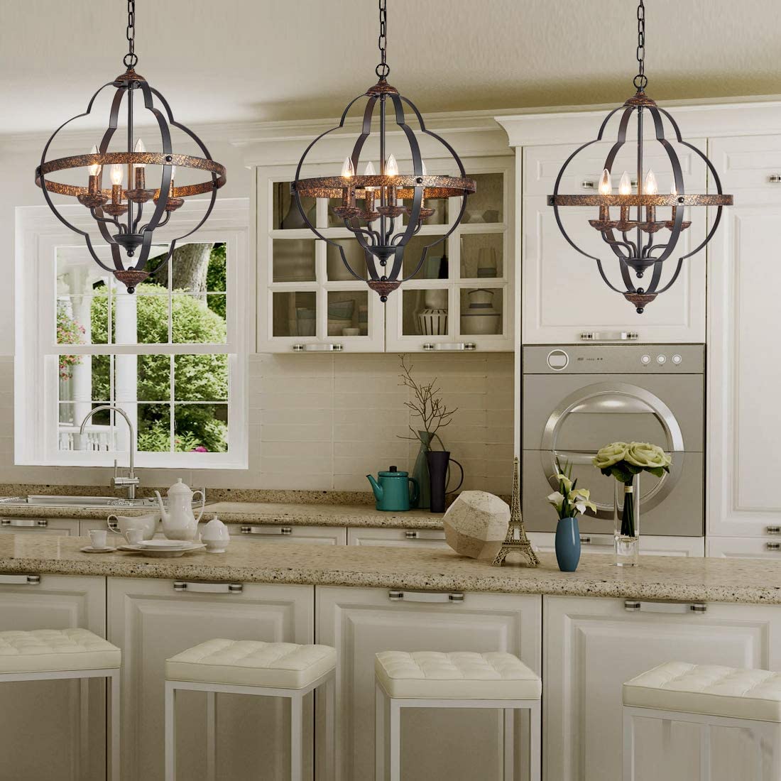 4 light pendant light rust vintage farmhouse chandelier