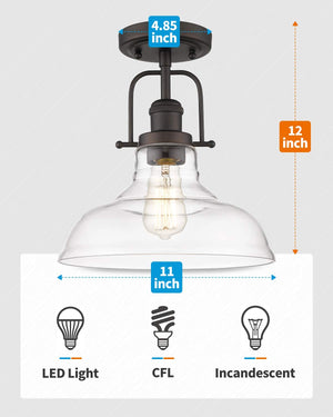 Farmhouse semi flush mount ceiling light glass close to Ceilng lighting fixture