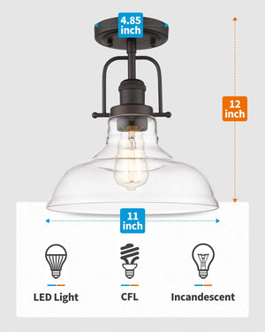 Farmhouse semi flush mount ceiling light glass close to Ceilng lighting fixture