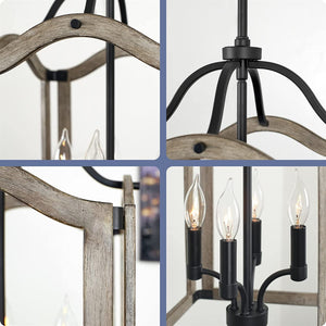 4 light farmhouse chandelier vintage wood pendant light