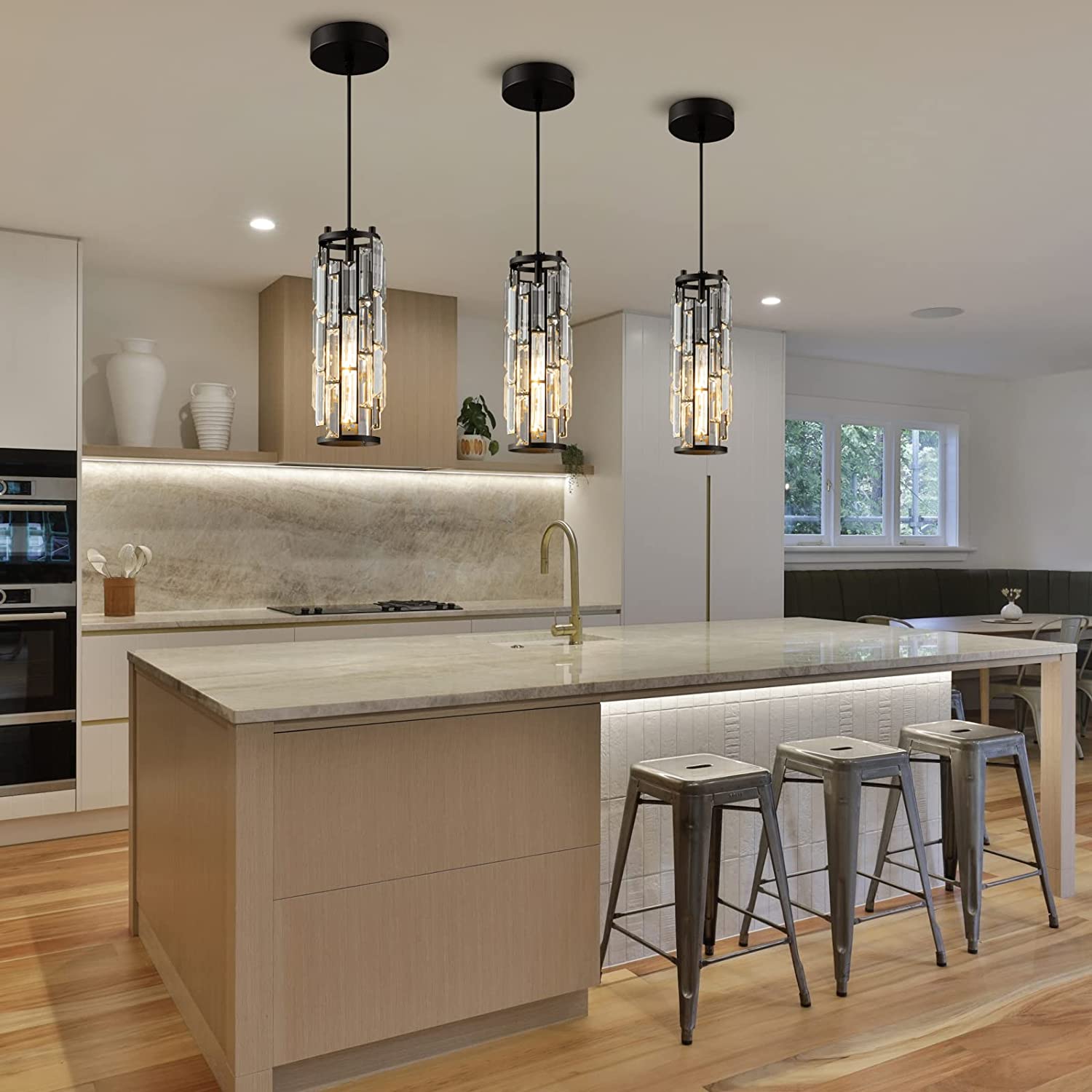 Modern black pendant lighting modern crystal pendant lamp adjustable lighting fixture