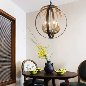Globe antler light fixtures farmhouse black pendant lamp