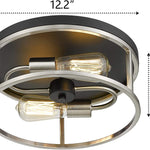 2 light Flush Mount Ceiling Light round cage black close to ceiling light fixture