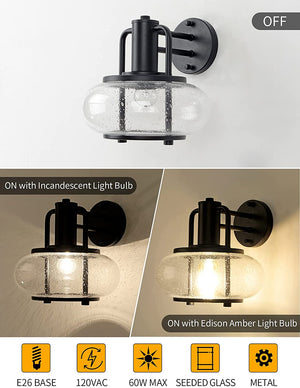 Outdoor lamps for patio waterproof black exterior wall light fixture with glass shade