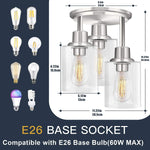 3 light close to ceiling light fixture semi flush mount ceiling lamp with nickel finish