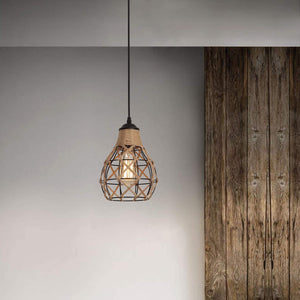 Hemp rope lantern pendant light vintage kitchen island lighting